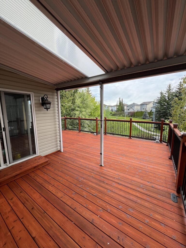 Deck staining project in Edmonton.
