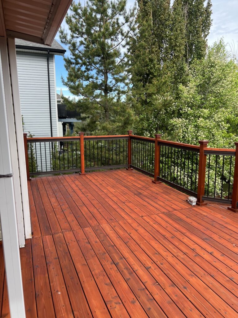 Deck staining project in Edmonton.